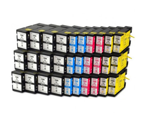 30 Tinteiros Compativeis, Canon PGI-1500 Preto 36ml + Cor 11.5ml