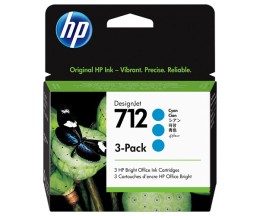 3 Tinteiros Originais, HP 712 Cyan 29ml