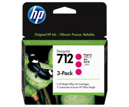 3 Tinteiros Originais, HP 712 Magenta 29ml