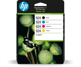 4 Tinteiros Originais, HP 924 Preto + Cores  ~ 500 / 400 Paginas