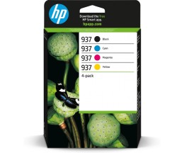 4 Tinteiros Originais, HP 937 Preto + Cor