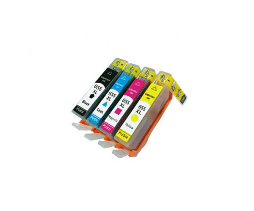 4 Tinteiros Compativeis, HP 655 Preto 22ml + Cor 13ml