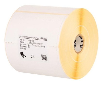4 Etiquetas Originais, Zebra 200957 105mm x 148mm ~ 1.127 / Rolo