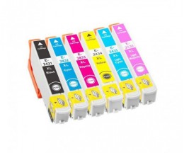 6 Tinteiros Compativeis, Epson T2431-T2436 / 24XL Preto 13ml + Cor 13ml