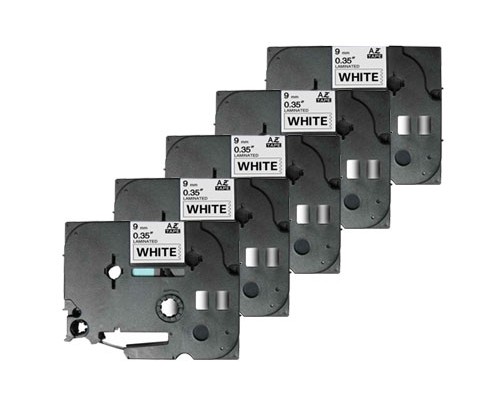 5 Fitas compatíveis, Brother TZE221 9mm x 8m Laminada