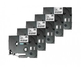 5 Fitas compatíveis, Brother TZE121 9mm x 8m Laminada