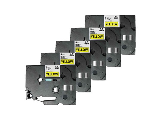 5 Fitas compatíveis, Brother TZE621 9mm x 8m Laminada