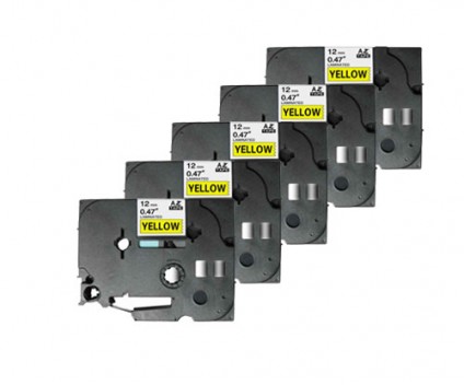 5 Fitas compatíveis, Brother TZE631 12mm x 8m Laminada