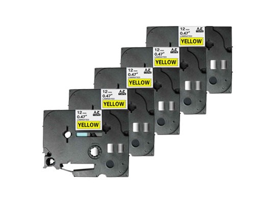 5 Fitas compatíveis, Brother TZE631 12mm x 8m Laminada