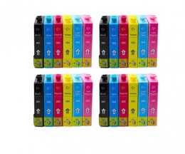 24 Tinteiros Compativeis, Epson T0801-T0806 Preto 13ml + Cor 13ml