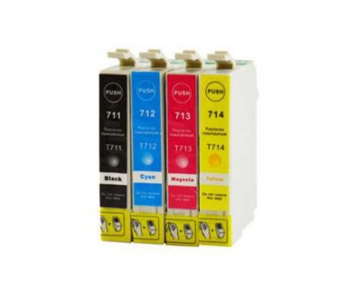4 Tinteiros Compativeis, Epson T0711-T0714 Preto 13ml + Cor 13ml