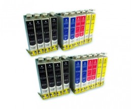 20 Tinteiros Compativeis, Epson T0711-T0714 Preto 13ml + Cor 13ml