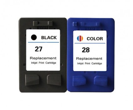 2 Tinteiros Compativeis, HP 28 Cor 18ml + HP 27 Preto 22ml