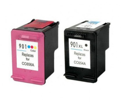 2 Tinteiros Compativeis, HP 901 XL Preto 20ml + Cor 18ml