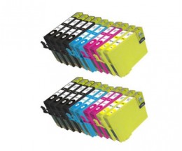 20 Tinteiros Compativeis, Epson T1291-T1294 Preto 15ml + Cor 13ml