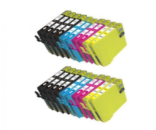 20 Tinteiros Compativeis, Epson T1291-T1294 Preto 15ml + Cor 13ml