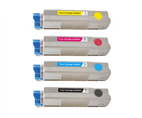 4 Toners Compativeis, OKI 4332442X Preto + Cor ~ 6.000 / 5.000 Paginas