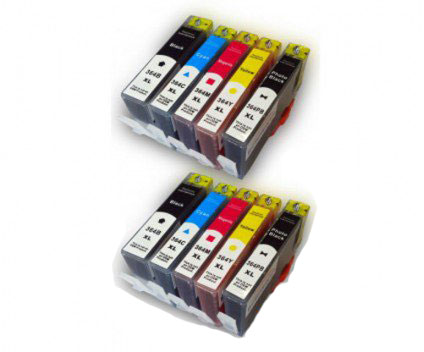 10 Tinteiros Compativeis, HP 364 XL Preto 18.6ml + Cor 14.6ml