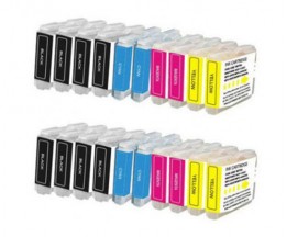 20 Tinteiros Compativeis, Brother LC-970 XL / LC-1000 XL Preto 36ml + Cor 26.6ml
