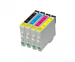 4 Tinteiros Compativeis, Epson T0441-T0444 Preto 17ml + Cor 17ml