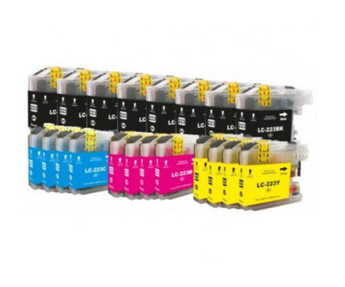 20 Tinteiros Compativeis, Brother LC-221 / LC-223 Preto 16.6ml + Cor 9ml