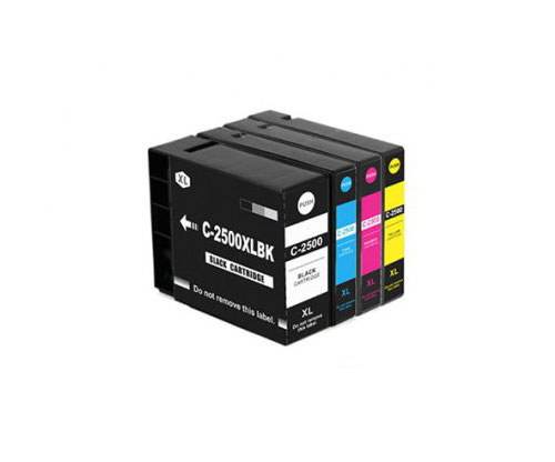 4 Tinteiros Compativeis, Canon PGI-2500 XLBK Preto 74.6ml + Cor 20.4ml