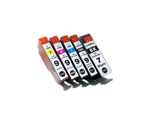 5 Tinteiros Compatíveis, Canon PGI-7 Preto 24ml + PGI-9 Cor 13.4ml