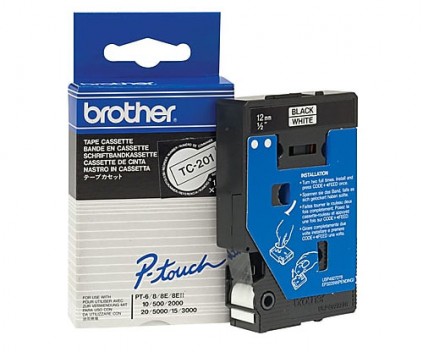Fita Original Brother TC-201 Preta em branco 12mm x 7.7m