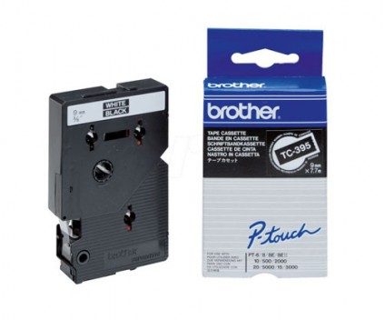 Fita Original Brother TC-395 Branco em Preto 9mm x 7.7m