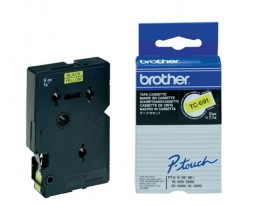 Fita Original Brother TC-691 Preta em Amarelo 9mm x 7.7m