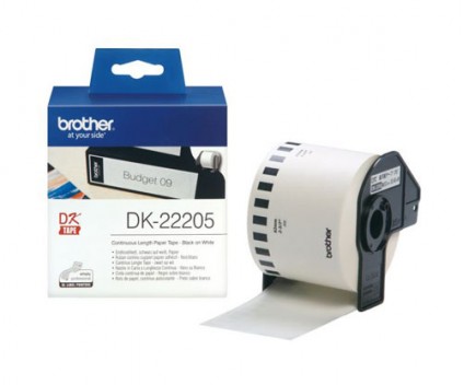Etiquetas Originais, Brother DK22205 62mm x 30.48m Rolo Branco