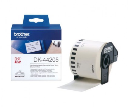 Etiquetas Originais, Brother DK44205 62mm x 30.48m rolo Branco, Removível