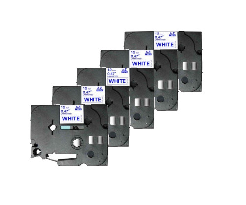 5 Fitas Compativeis, Brother TZE233 12mm x 8m Laminada