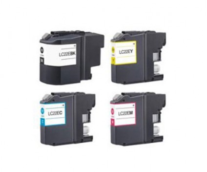 4 Tinteiros Compativeis, Brother LC-22E BK Preto + Cor