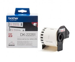 Etiquetas Originais, Brother DK22251 62mm x 15.24m Preto + Vermelho