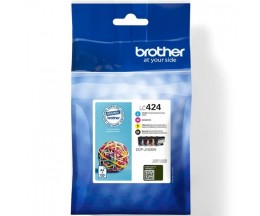 4 Tinteiros Originais, Brother LC-424 Preto + Cor ~ 750 Paginas