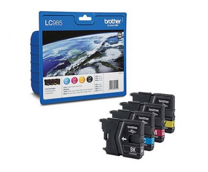 4 Tinteiros Originais, Brother LC-985BK / LC-985M / LC-985C / LC-985Y Preto 9ml + Cor 5ml