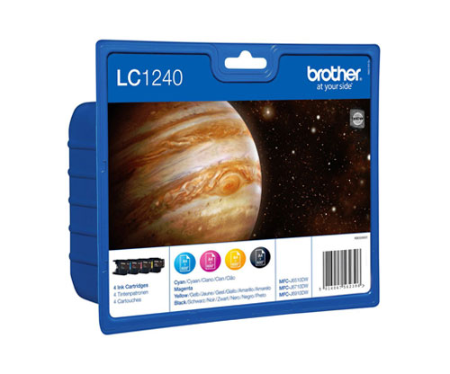 4 Tinteiros Originais, Brother LC-1240 Preto 13.9ml + Cor 7.1ml