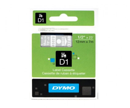 Fita Original DYMO 45020 Branco / Transparente 12mm x 7m