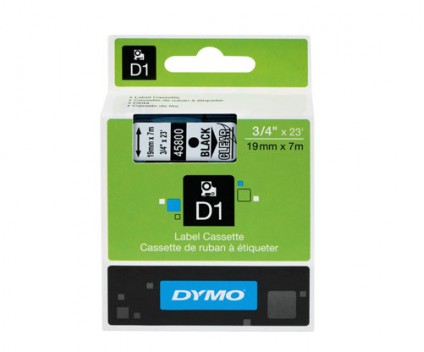Fita Original DYMO 45800 Preto / Transparente 19mm x 7m