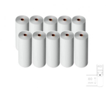 10 Rolos de Papel Térmico 80x40x11mm
