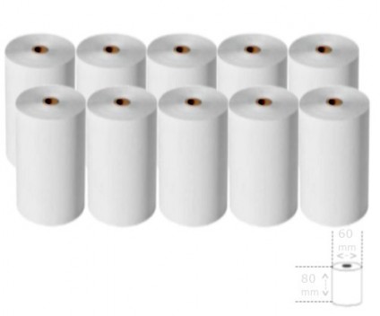 10 Rolos de Papel Térmico 80x60x11mm