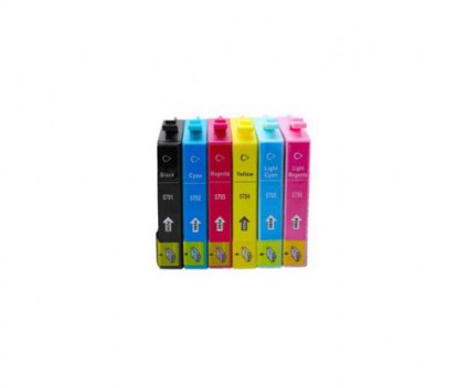 6 Tinteiros Compativeis, Epson T0791-T0796 Preto + Cor 17ml