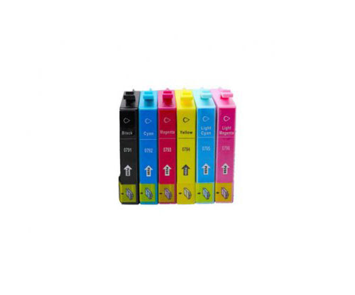 6 Tinteiros Compativeis, Epson T0791-T0796 Preto + Cor 17ml