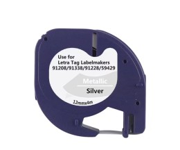 Fita Compativel DYMO S0721730 12m x 4m Texto preto sobre fundo metálico