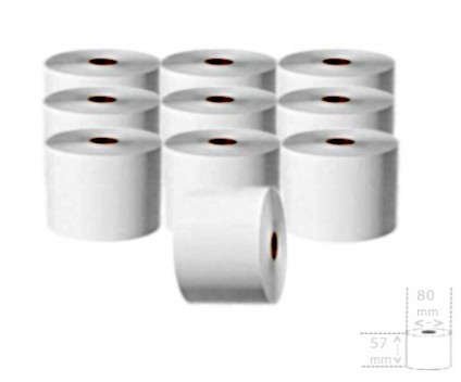 10 Rolos de Papel Térmico 57x80x12mm