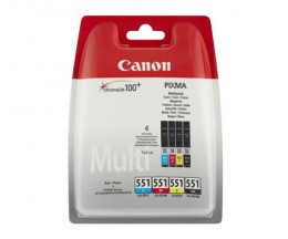 4 Tinteiros Originais, Canon CLI-551 Preto 7ml + Cor 7ml