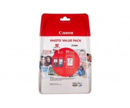 2 Tinteiros Originais, Canon PG-560 XL / CL-561 XL Preto 14.3ml + Cor 12.2ml + 50 Folhas 10x15cm