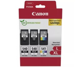 3 Tinteiros Originais, 2 Canon PG-540 L Preto + 1 CL-541 XL Cor