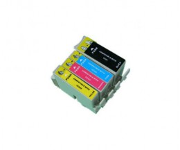 4 Tinteiros Compativeis, Epson T0321-T0324 Preto 36ml + Cor 18ml